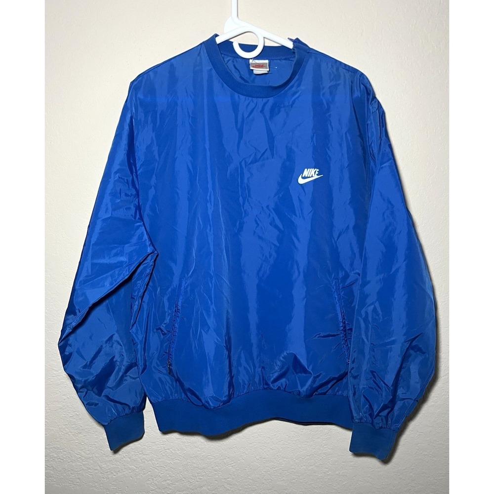 Vintage 90s Nike Mens L Blue Nylon Windbreaker Pullover Jacket RN 56323